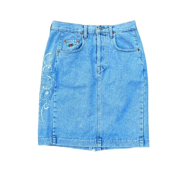 vintage 80 s  el charro Skirt denim jeans / gonna minigonna W29