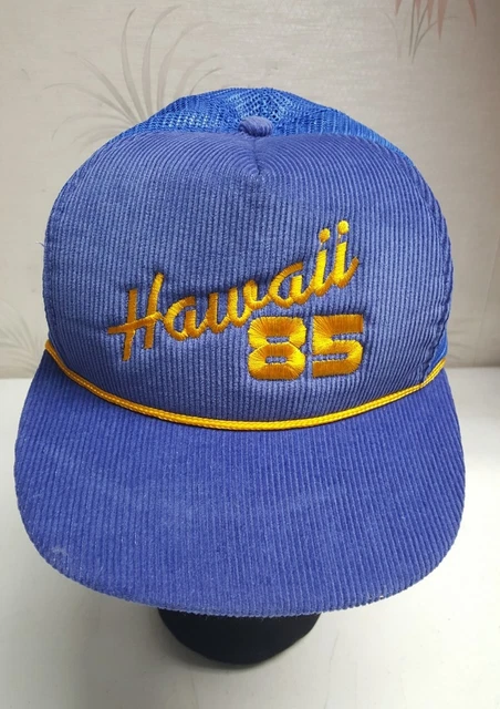 Hawaii 85 Corduroy Rope Trucker Hat Snapback Mesh Cap Surfer Blue OSFM