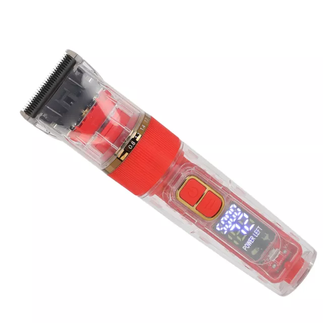 (Red)Transparent Electric Hair Trimmer Adjustable LED Digital Display USB GFL