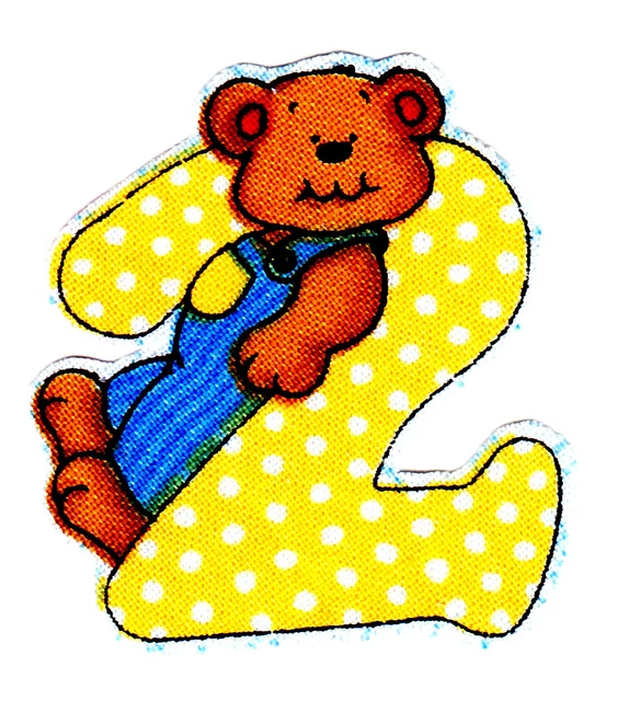 Tela número oso de peluche aplique hierro en #2 amarillo no bordado 2 pulgadas nuevo