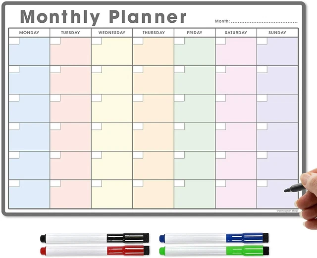 A3 FRIDGE CALENDAR, Monthly Planner Whiteboard Dry Wipe Meal