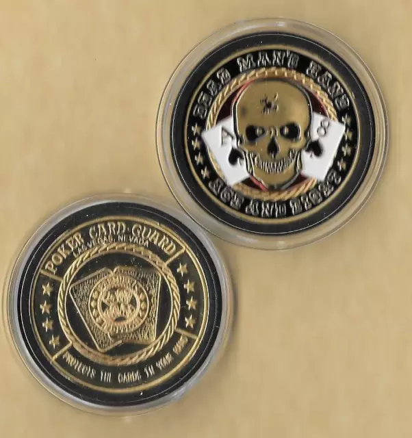 Dead Mans Hand Ace 8 Poker Chip Card Guard Protector Coin 24 Kt Gold WSOP