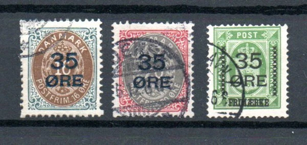 Danemark 1912 Satz 60/62 (Dienst)marken mit Aufdruck gebraucht