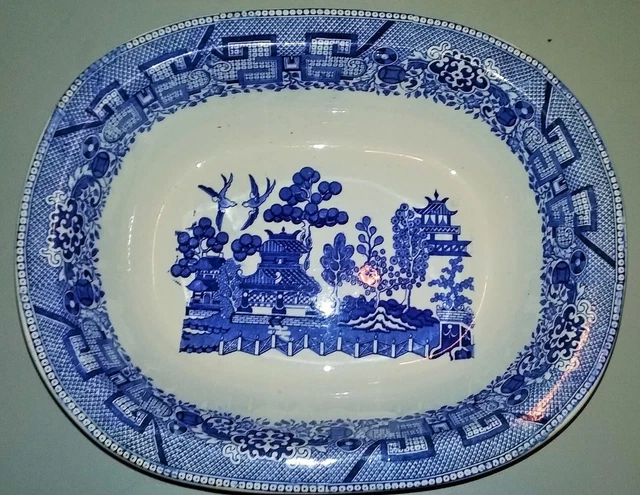 Plat en faïence décors Orientale estampillée BOCH Frères La Louvière Willow