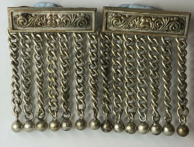 Vintage Masonic Apron Tassles Silver plated over Brass 1930's or earlier pair