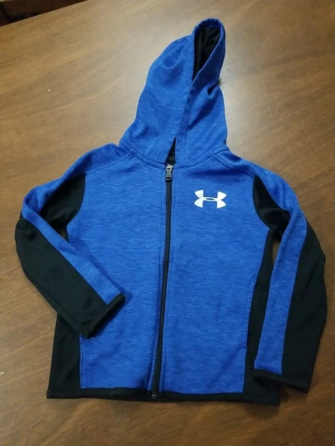 Under Armour Boys Sz 4 Hoodie Jacket Blue Black Long Sleeved