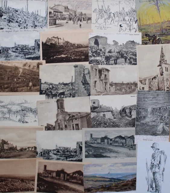 Lot cpa German Battle of Verdun soldiers villages Meuse war 14-18