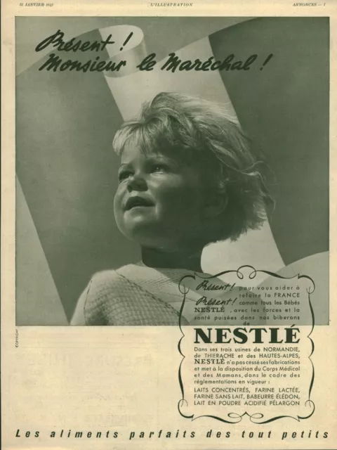 Publicité ancienne bébé Nestlé 1942 issue de magazine