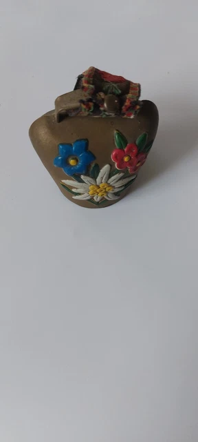 Ancien Tabouret Marchepied En Bois Peint à La Main - Déco Campagne Vache Et Fleurs - Vintage