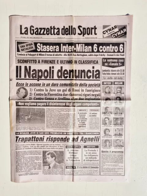 Journal Screen Sport 21 December 1982 Inter - Milan - Napoli -klammer Trapattoni