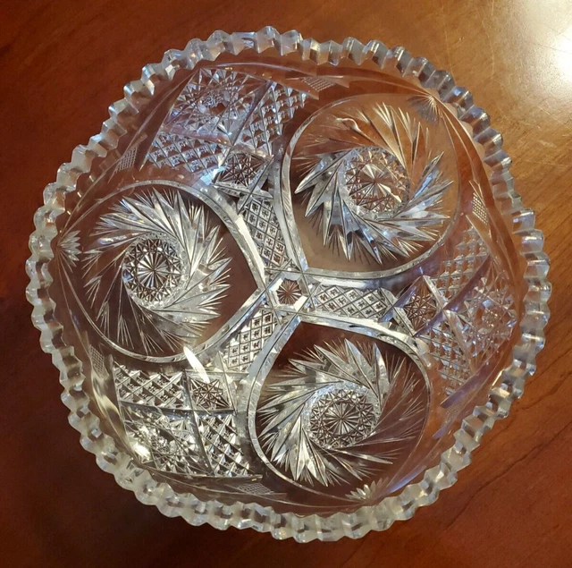 ABP Cut Glass Bowl 8" AURORA Signed CLARK c.1910 ABP Cut Glass Bowl 8" AURORA Signed CLARK c.1910