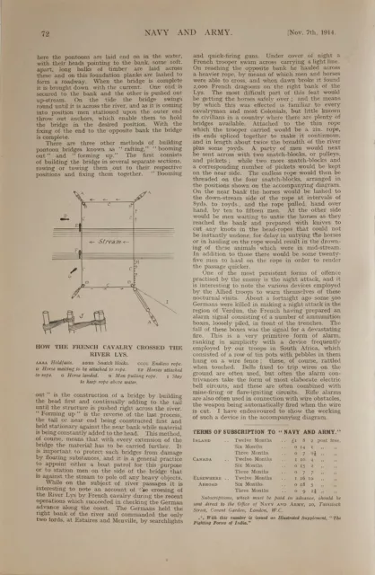 1914 Ww1 Article & Pics War News Rifle Alarm Composition Pontoon Bridge Train 3
