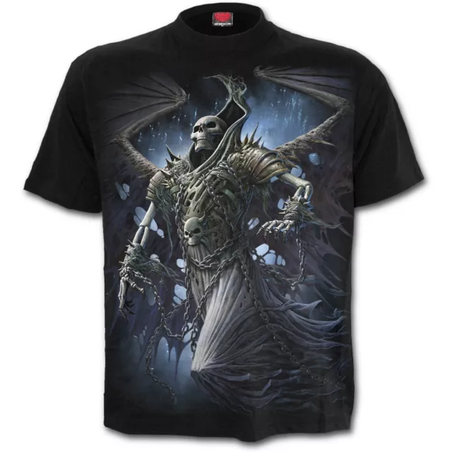 T-shirt SKELTON SPIRAL DIRECT WINGED/Biker/Grim Reaper/Teschio/Demone/Horror/Top