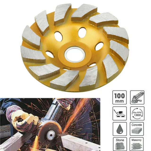 4inch Diamond Segment Grinding Wheel Cup Disc Grinder Concrete Granite Stone Cut