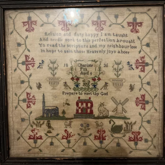 Framed Cross Stitch Sampler 1836.