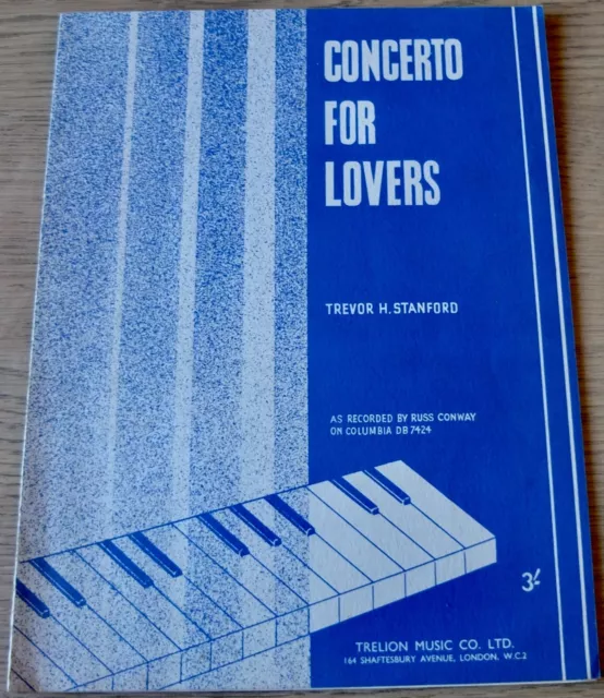 Trevor H.Stanford Concerto Pour Lovers Piano Solo Feuille Musique (1964) Pop