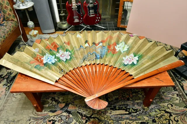 Beautiful Large Decorative Fan, 69" Opened, 40" Closed, Made in China