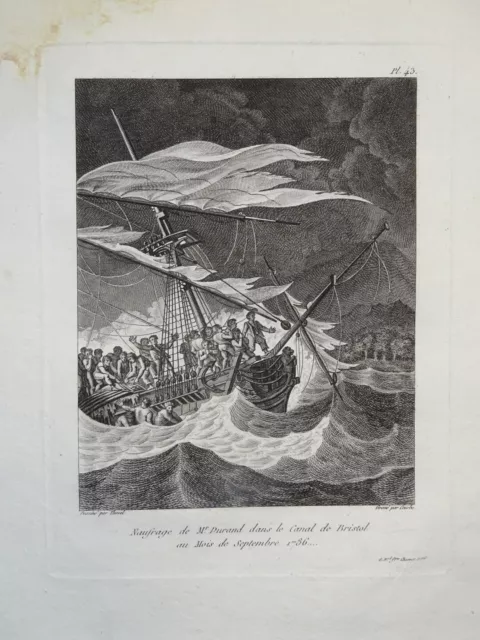 Gravure Voyage Maures Bateau Naufrage  Afrique Senegal Esclavage Colonie 1810