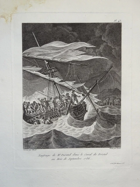 Gravure Voyage Maures Bateau Naufrage  Afrique Senegal Esclavage Colonie 1810