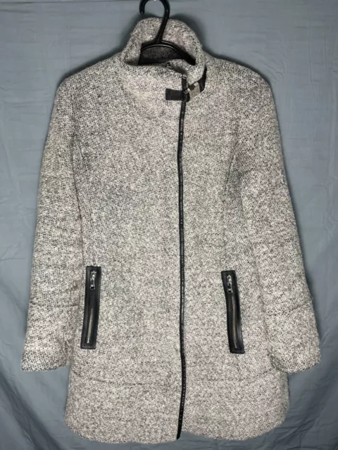 Calvin Klein Women's Gray Marled Boucle Wool Blend Coat S