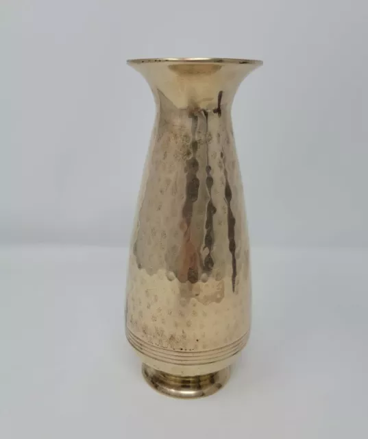 Vintage Large 9'' Hammered Finish  Brass Vase India EUC
