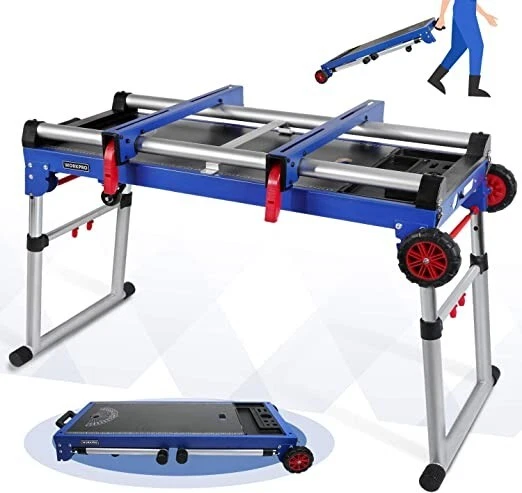 Miter Saw Stand, 5-in-1 Portable Workbench, Quick Folding Work Table with Detach