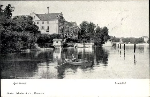 Ak Konstanz am Bodensee, Inselhotel, Ruderboot - 4257765