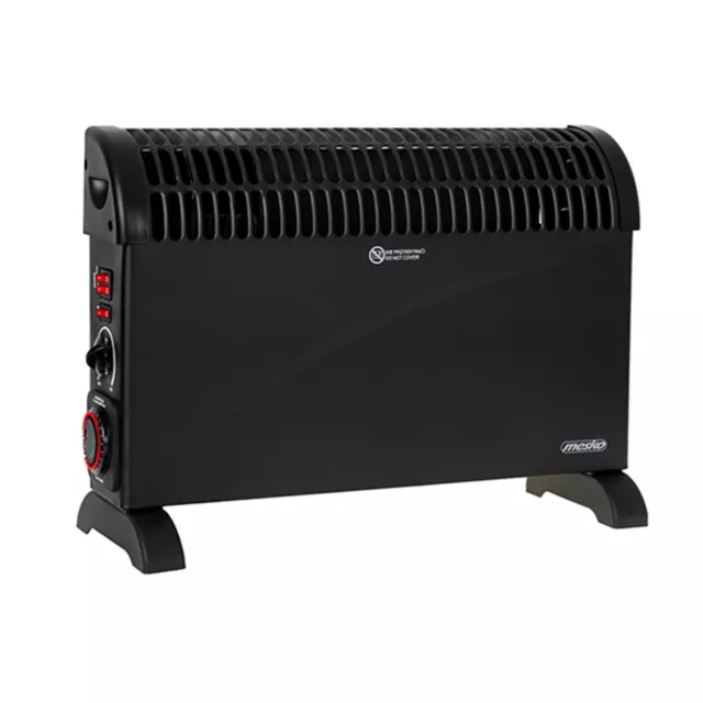 Chauffage électrique noir Radiateur convecteur Mesko 7741B 3 niveaux puissances.