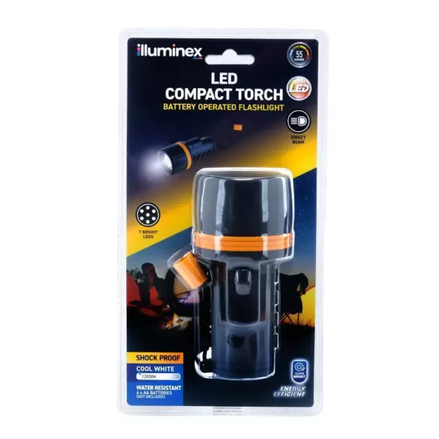 Illuminex Battery Operated Torch 7 LED 12cm x 6.8cm x 6.8cm