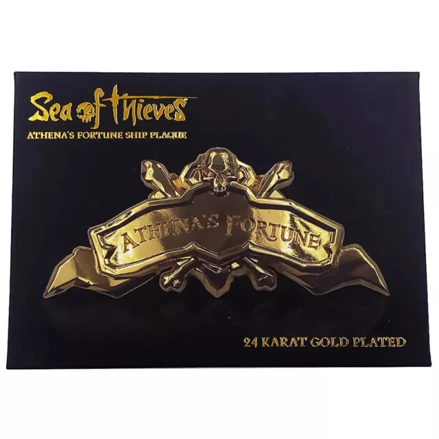 Sea of Thieves Athena's Fortune Ship Plaque 24K Gold-Plated Figure + Map Stand