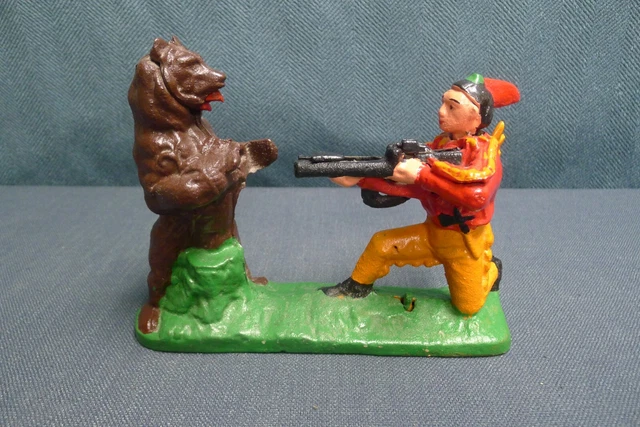 Reproduction of Antique Cast Iron Mechanical Bank Hunter Shooting Bear J & E Ste