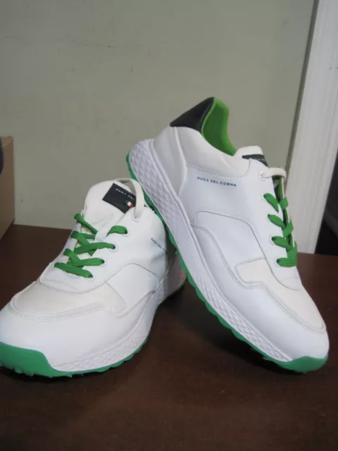 Zapatos de golf Duca Del Cosma Girona para hombre EE. UU. 9 ITA 42 blanco verde NUEVO