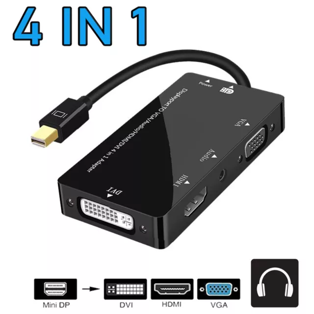 4in1 Thunderbolt 2 Mini DisplayPort DP auf HDMI VGA DVI Audio Mac Adapter Kabel