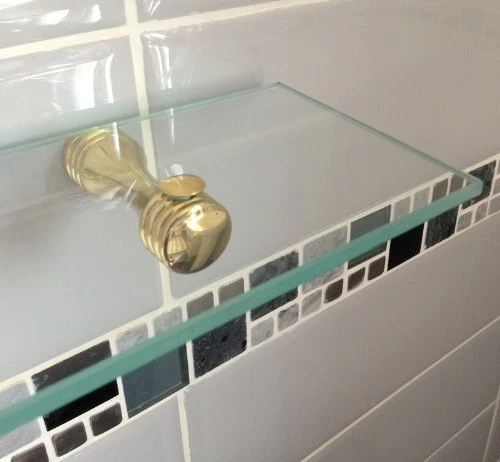 Croydex Winchester Brass Brackets and Glass Shelf with Fixings