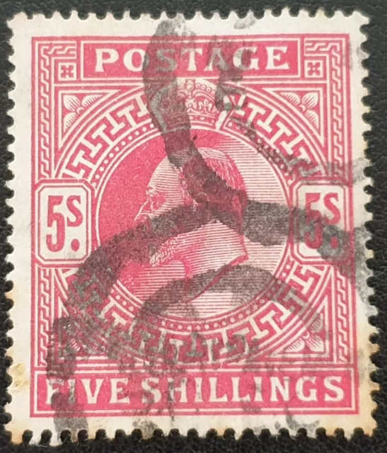 DUZIK S: GB KEVII 1902 SG263 5s. bright-carmine (5.4.02) used stamp (Nos3914)**