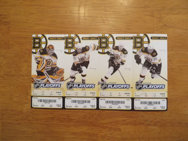 Boston Bruins Unused Playoff Tickets 2008 Round Three 4 Pack Phantom Tickets