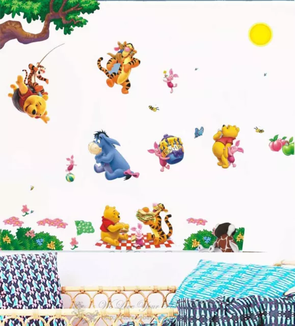 Winnie The Pooh Wall Stickers Kids Nursery Decor Baby Cot Decor Art Mural Gift 2