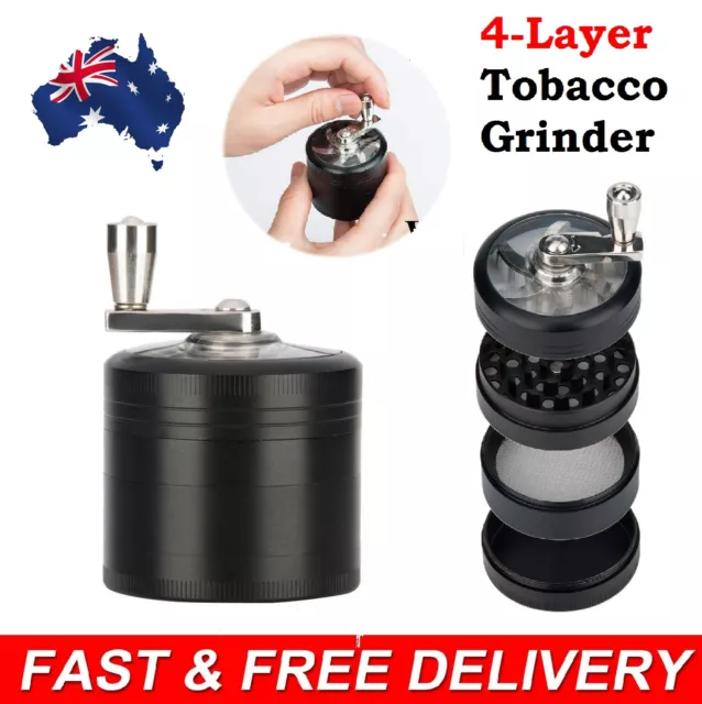 4-layer Smoke Grinder Aluminum Herb Grinders Hand Crank Crusher Herbal Tobacco