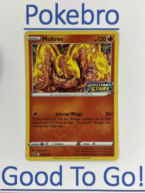 Pokemon, Brilliant Stars, Galarian Moltres V, Gold Holo, 183/172, NM/M