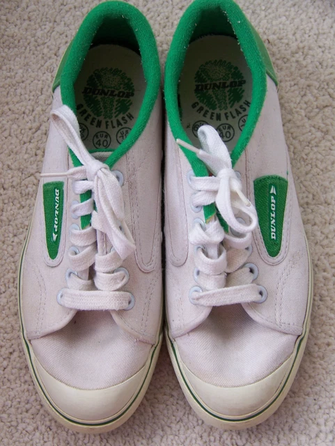 VINTAGE DUNLOP GREEN Flash Trainers Tennis Shoes Size UK EU 40