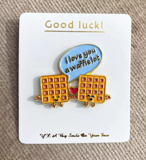 Gift for Lovers Boy Girl Friends I Love You A Wafflelot Pin Enamel Badge