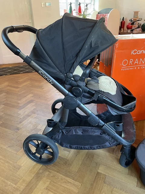 Icandy Orange Double carbon with cot / toddler seat + attachments