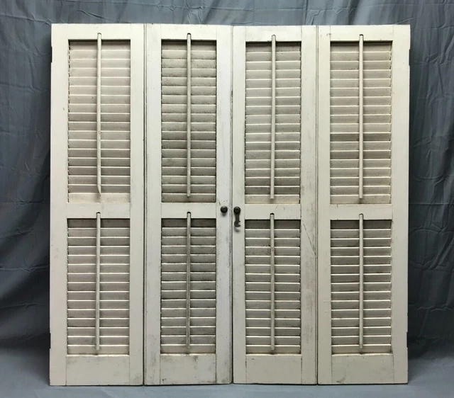 Antique Bi fold Interior 20x40 Wood Window Shabby White VTG Shutters Old 995-22B
