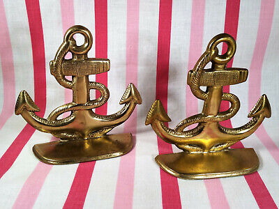 Beautiful Vintage Solid Brass Figural Anchor Nautical Bookend Set • Ahoy Matey!