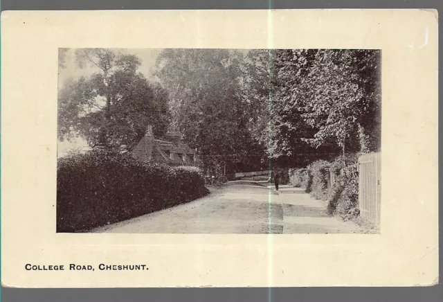 Superb Rare Old Postcard -  College Road - Cheshunt - Hertfordshire C.1912