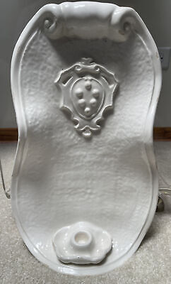 VTG Large Antique White Textured Ceramic Candle Holder Wall Hanging Sconce ITALY