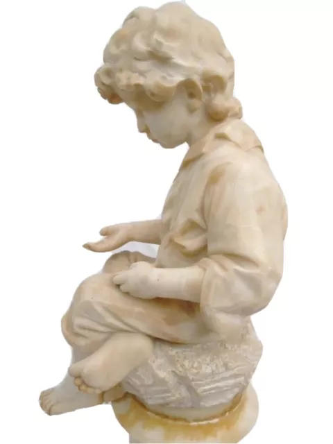 Sculpure Pietro Bazzanti enfant fate la carita d'époque 19ème statue religieuse