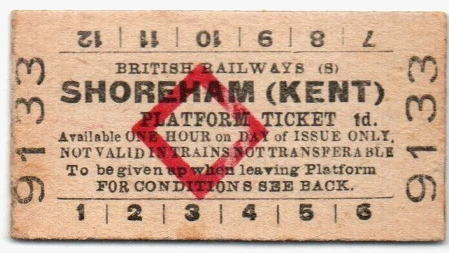 BR(S) Platform Ticket Shoreham (Kent) 1d