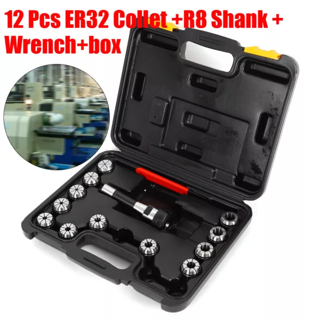 ER32 Collet Chuck Holder + 12 × Collets CNC Milling Lathe Collet Chuck Set