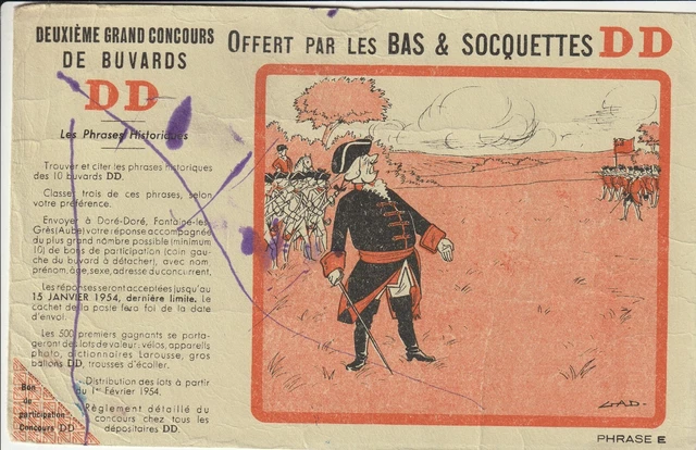 C22 ANCIEN BUVARD DEVINETTE  Offert par Mi-Bas et Soquettes DD Doré Doré